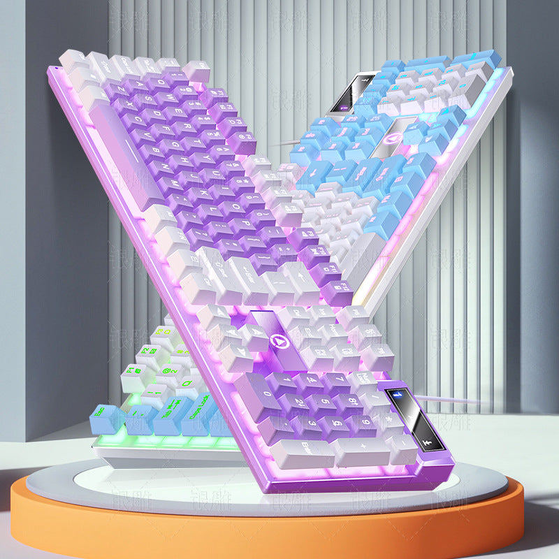 Silver Carving K500 game wired keyboard color matching luminous mechanical feel desktop computer accessories cross-border batch AliExpress