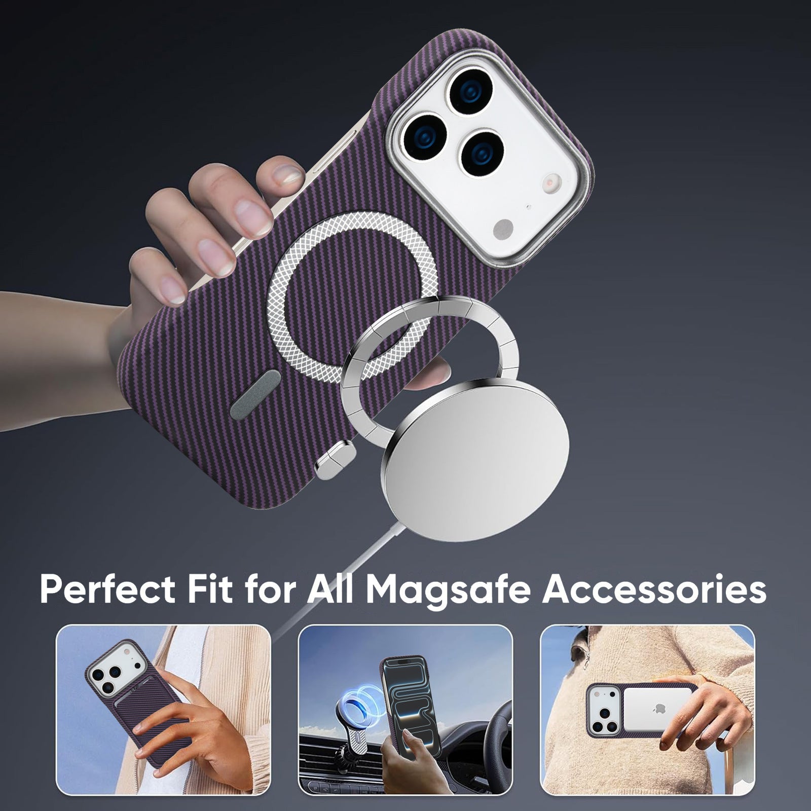 Applicable to iPhone17PRO max business mobile phone case Apple 17 card carbon fiber wireless charging mobile phone case