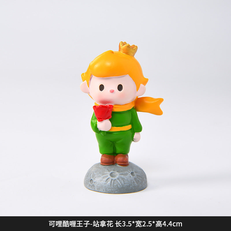 Creative and cute handmade ornaments Car desktop Home decoration Resin handicrafts Prince take flower small ornaments