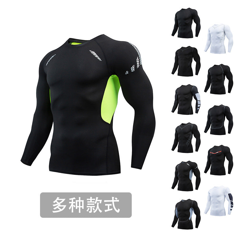 2025 new spot quick-drying breathable outdoor running sports compression tight fitness training printed long-sleeved top