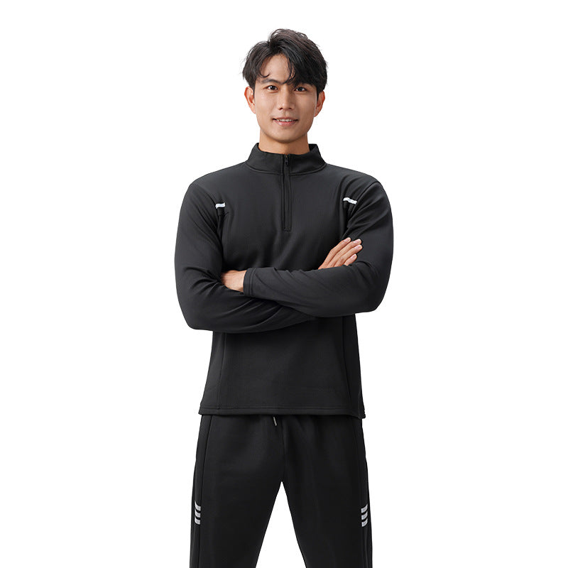 Spring and Autumn New Half Zipper Sports Long Sleeve T-Shirt Men's Sweater Shooting Wear Fitness Outdoor Top Running Quick Drying Wear