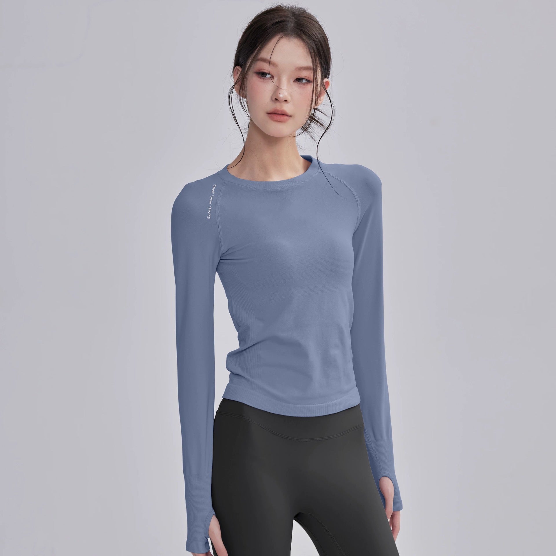 Autumn and winter fitness clothes women's long-sleeved high-elastic tight training outdoor sports tops women's quick-drying running yoga clothes