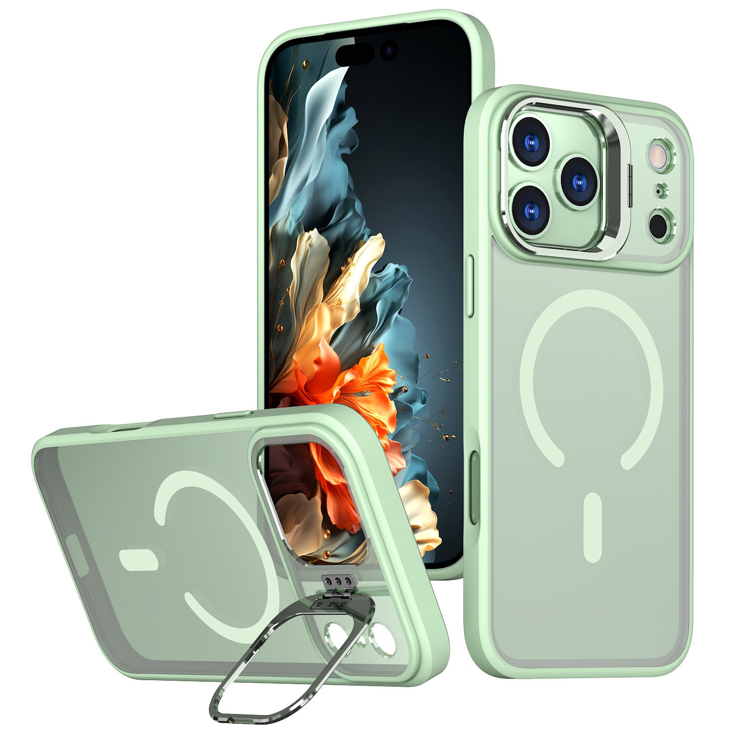 Applicable to Apple 17promax mobile phone case magsafe magnetic lens holder Apple 16pro transparent skin feel 15