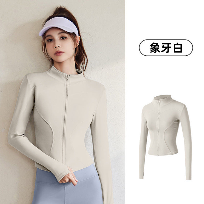 Juyitang Spring and Autumn Sports Jacket Women's Long Sleeve Tights Running Fitness Yoga Clothing Top Jacket