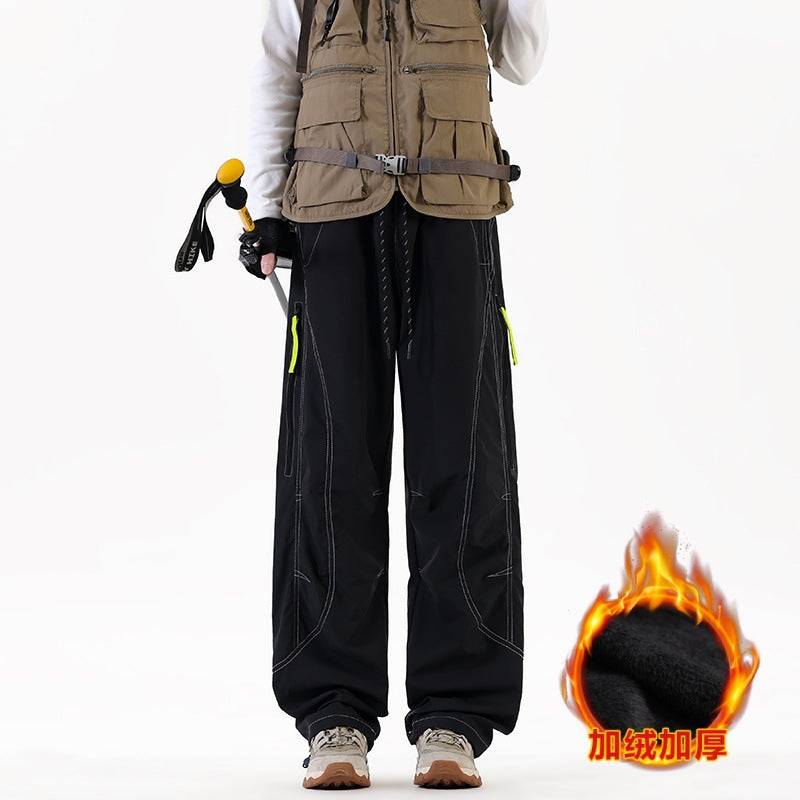 Three-proof outdoor shock pants quick-drying sports American overalls velvet thermal casual pants men's and women's camping hiking pants