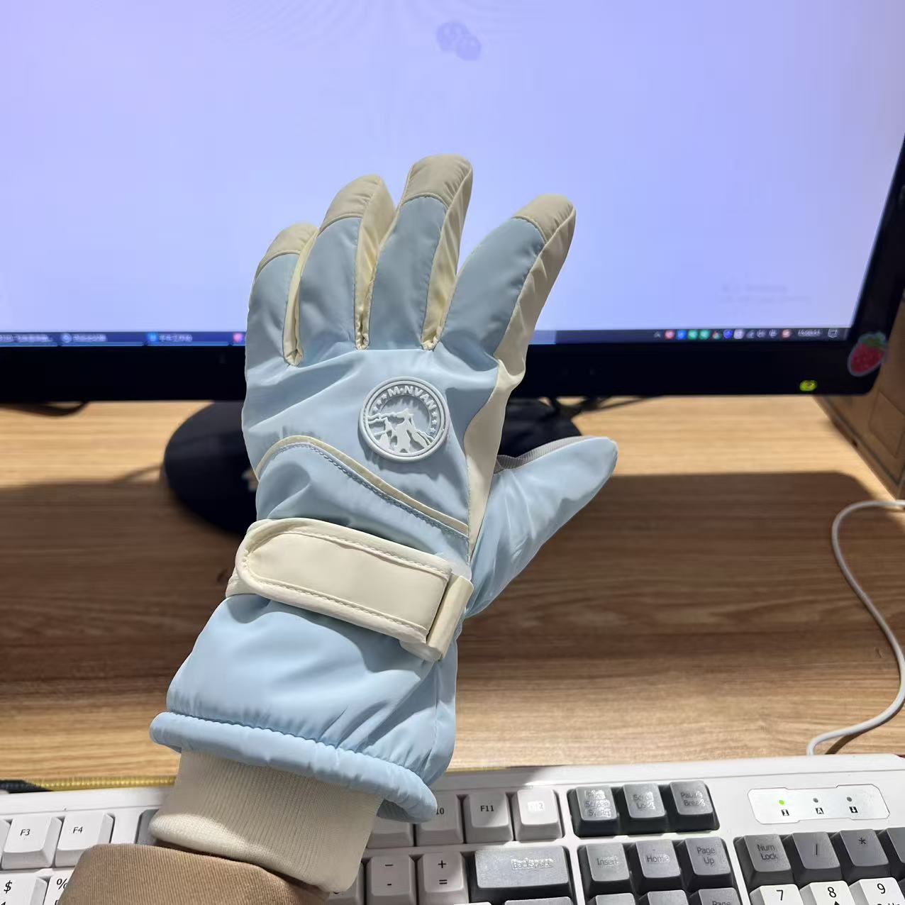 Ski gloves women's winter riding warm thickened velvet cotton cold and windproof touch screen outdoor cute anti-splashing