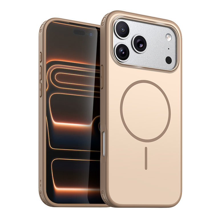 Simple model, suitable for iPhone17Pro magnetic mobile phone case, contrasting color and skin feeling, Apple Air four corners anti-drop protective case.