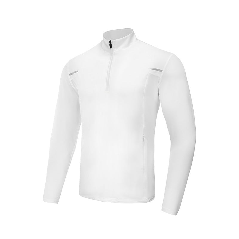 Spring and Autumn New Half Zipper Sports Long Sleeve T-Shirt Men's Sweater Shooting Wear Fitness Outdoor Top Running Quick Drying Wear