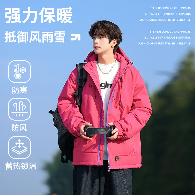 Couple soft shell three-in-one jacket men and women outdoor sports hiking cycling windproof waterproof mountaineering warm jacket