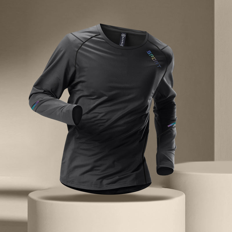 Quick-drying t-shirt men's running long-sleeved fitness training clothes spring outdoor mountaineering breathable sports top loose base