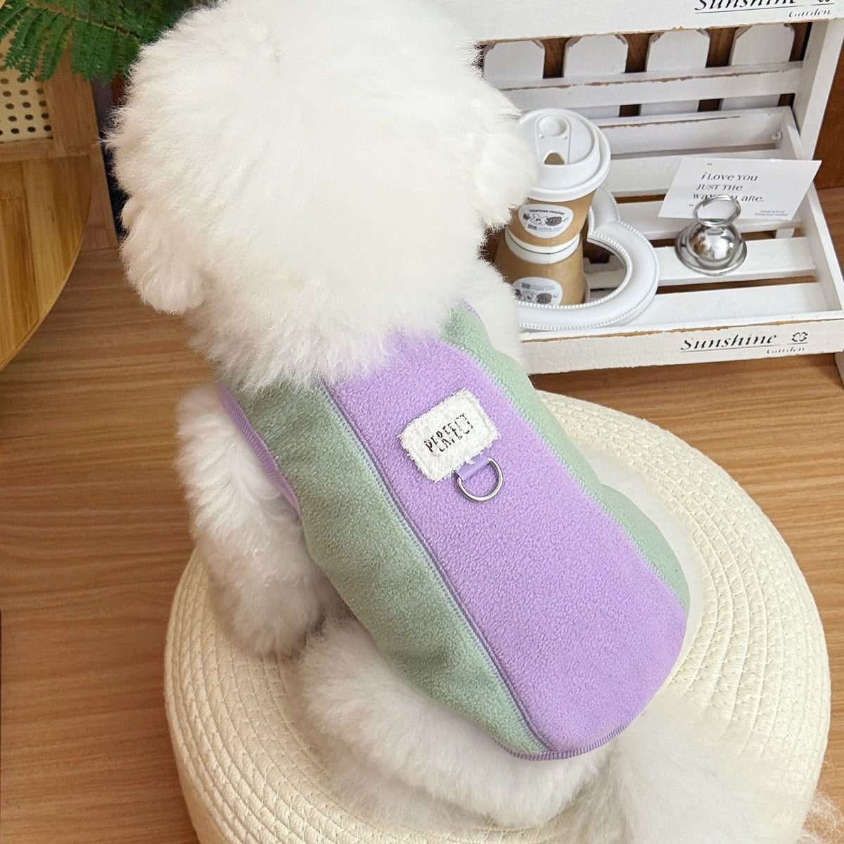 Autumn and winter new models, Japan and South Korea can be towed, velvet dogs, cats, dog clothes, double-sided fleece pullover vest
