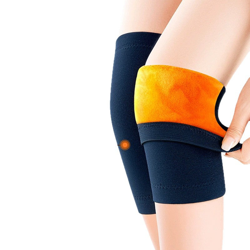 Four-sided elastic gold fleece knee protection men and women's joints to keep warm, fleece thickened leg guards, autumn and winter cold protection artifact