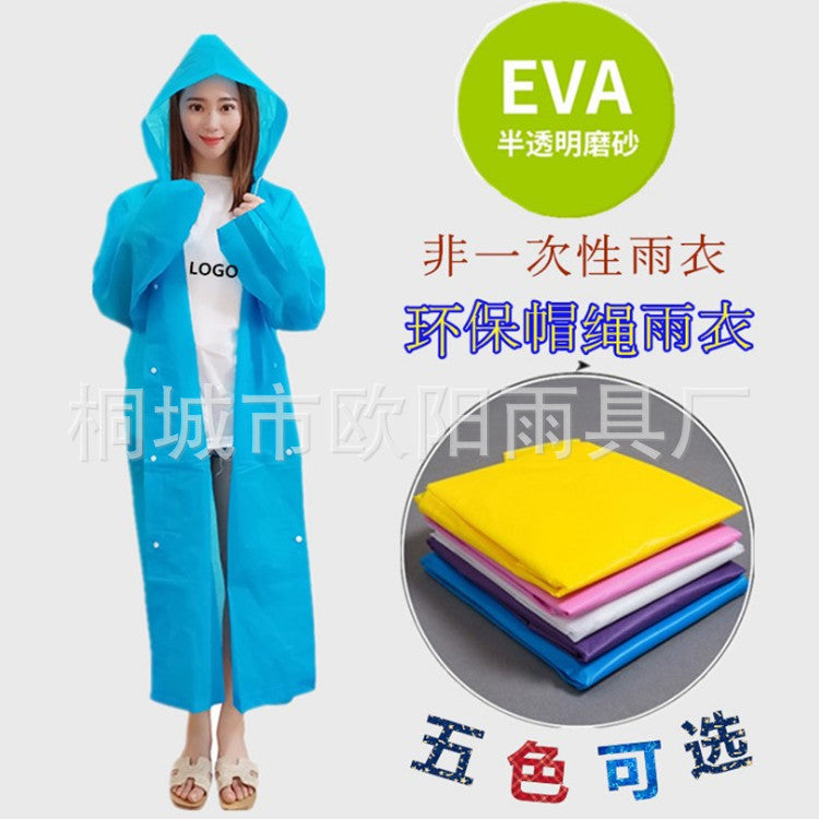Foreign trade manufacturers non-disposable raincoat EVA adult thickened raincoat 100g travel light poncho wholesale