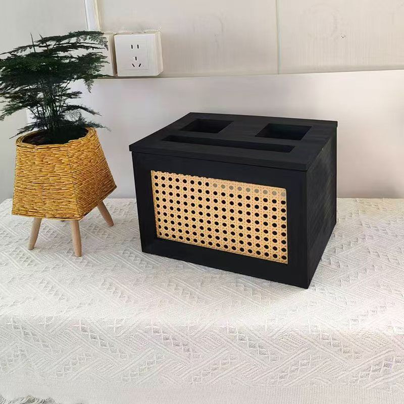 Solid wood rattan retro home practical router set-top box socket rack cover dust storage box