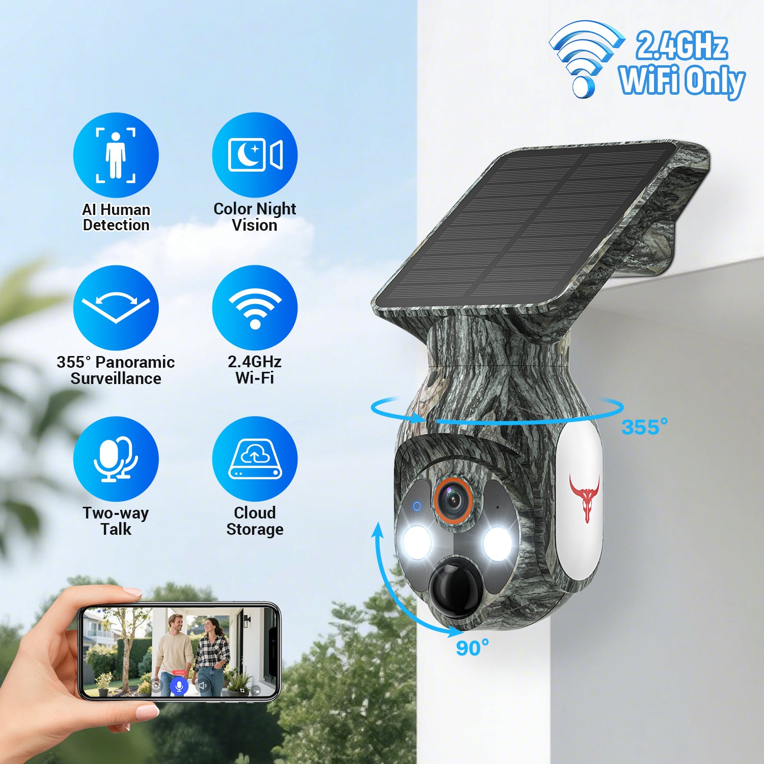 Intelligent Monitoring Low Power Camera Security Battery Wireless WiFi Remote Visual Intercom Humanoid Detection