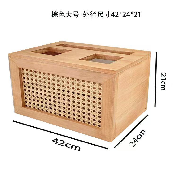 Solid wood rattan retro home practical router set-top box socket rack cover dust storage box