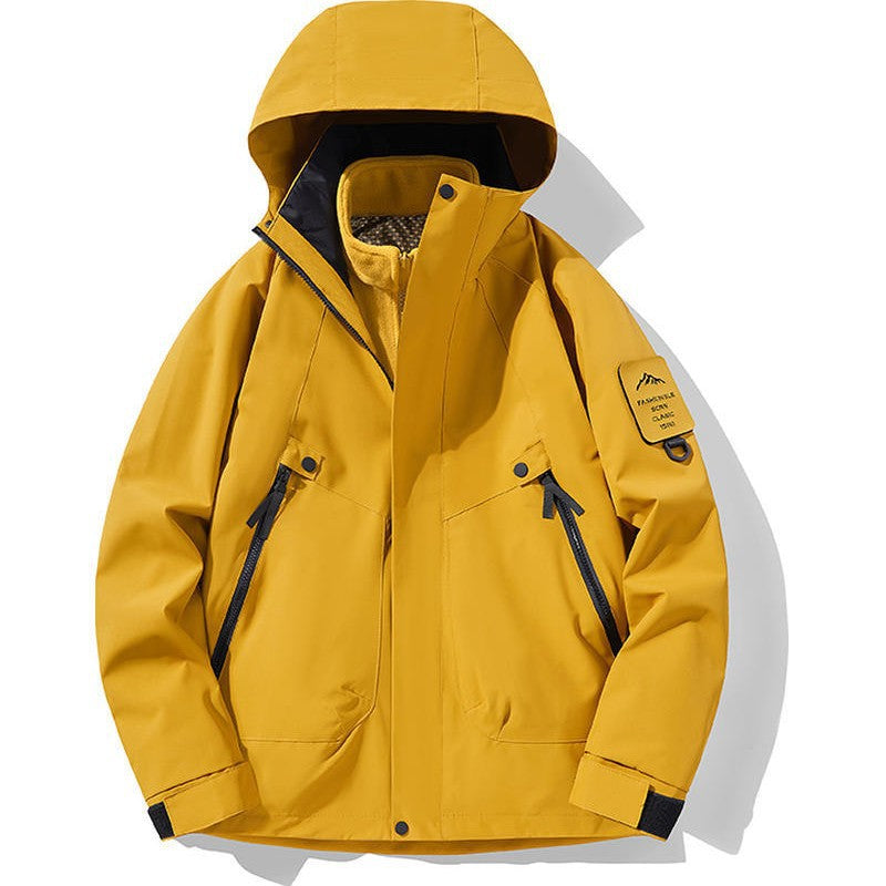 Jacket three-in-one men's fleece two-piece set removable sports outdoor windproof waterproof cold-proof warm jacket women