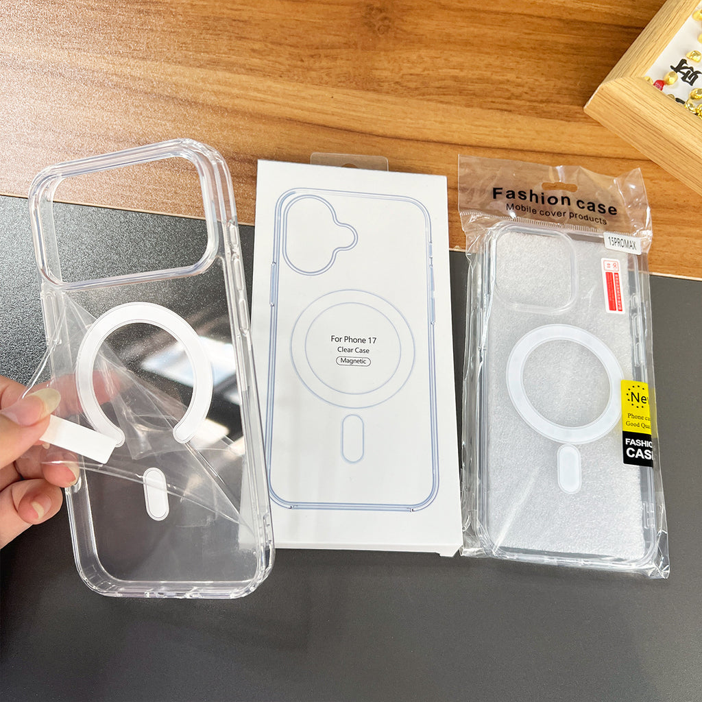 Suitable for Apple 12 magnetic case 7/8 large hole 13 acrylic 17ProMax anti-drop 16Pro transparent 14 protective cover