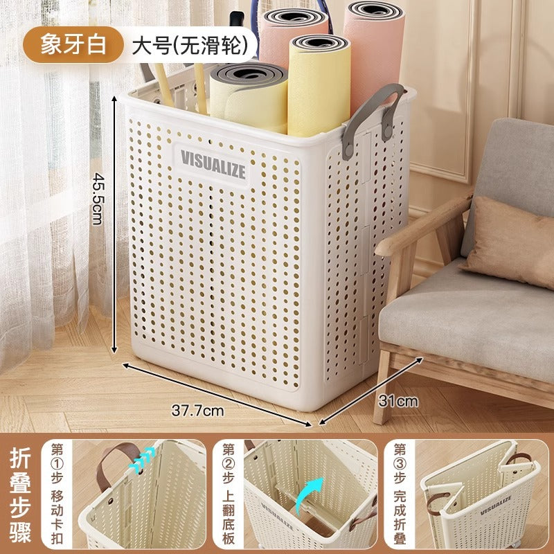 Yoga mat storage basket with wheels Home sports tools Organizing artifact Badminton storage Fitness equipment rack