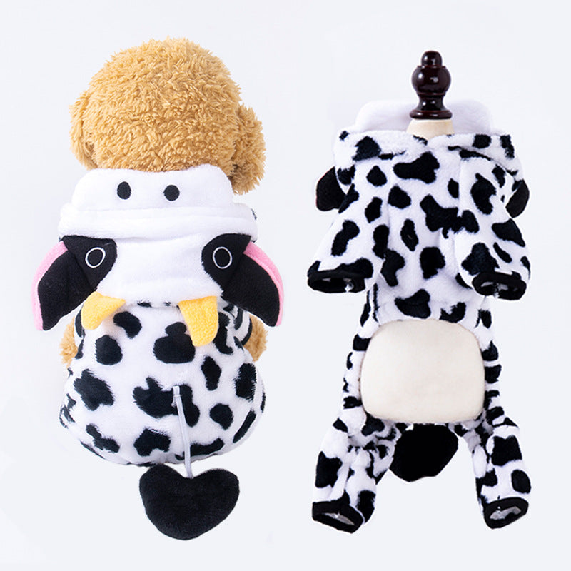 Pet clothes transformation clothes coral fleece autumn and winter dinosaur four-legged dog winter clothes cat pet clothing wholesale