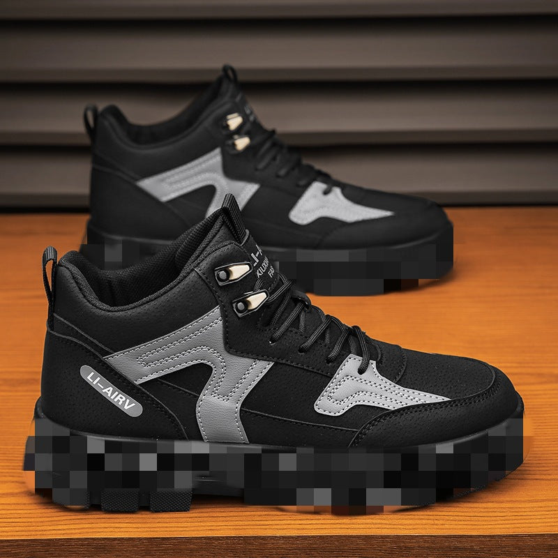 Autumn and winter warm trendy shoes outdoor high-top Martin boots men's shoes cotton shoes versatile tooling sports board shoes platform snow boots