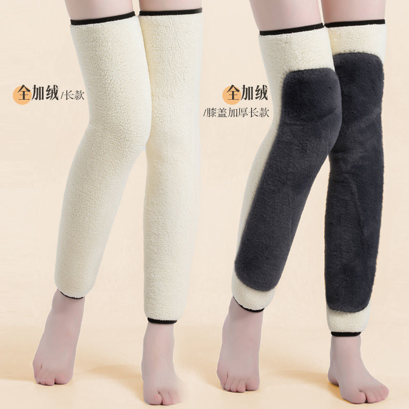 Straps non-slip and fleece knee pads to keep warm old cold leg joints lengthened and thickened men's and women's autumn and winter cold-proof imitation rabbit velvet new model