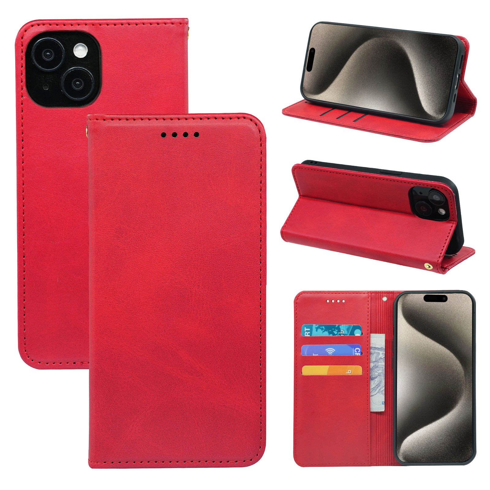 Applicable to Apple 16/iPhone15/14/13 calfskin strong magnetic suction anti-drop mobile phone case wholesale