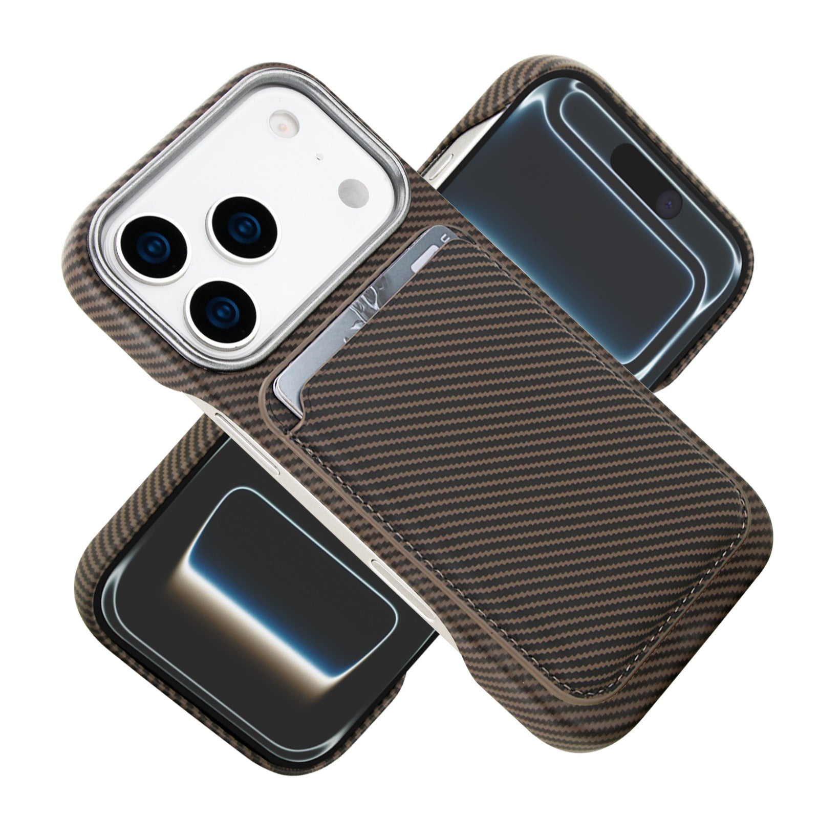 Applicable to iPhone17PRO max business mobile phone case Apple 17 card carbon fiber wireless charging mobile phone case
