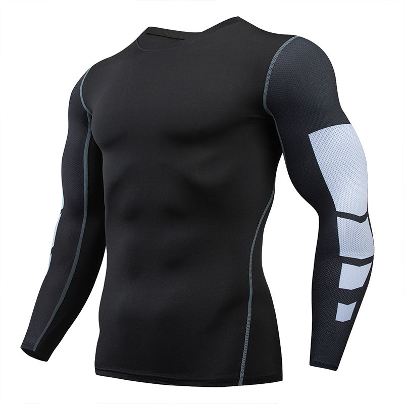 2025 new spot quick-drying breathable outdoor running sports compression tight fitness training printed long-sleeved top