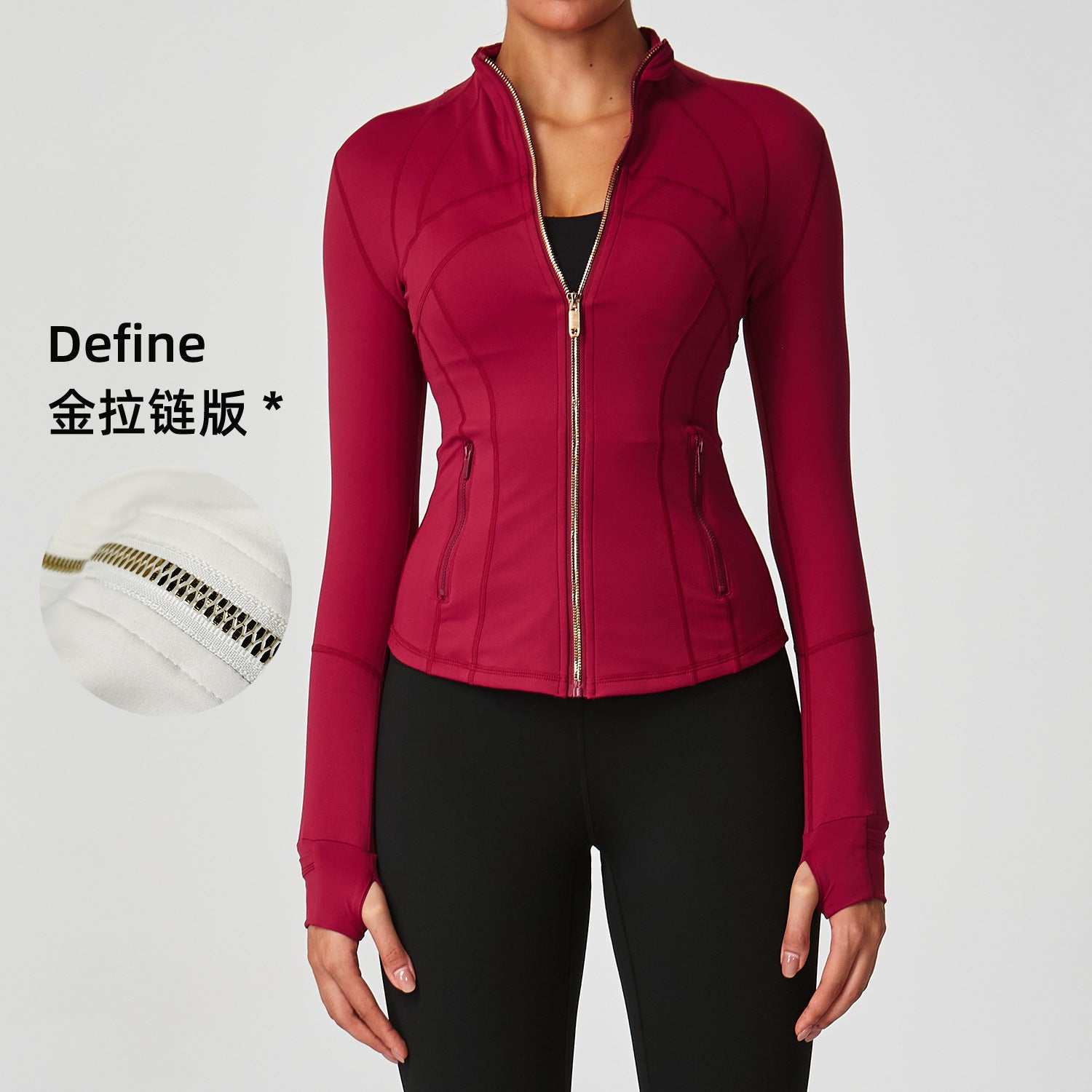 LuluID blazer jacket women's defined outdoor slim stand-up cardigan zip yoga suit top