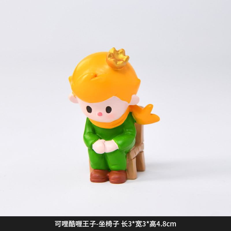 Creative and cute handmade ornaments Car desktop Home decoration Resin handicrafts Prince take flower small ornaments