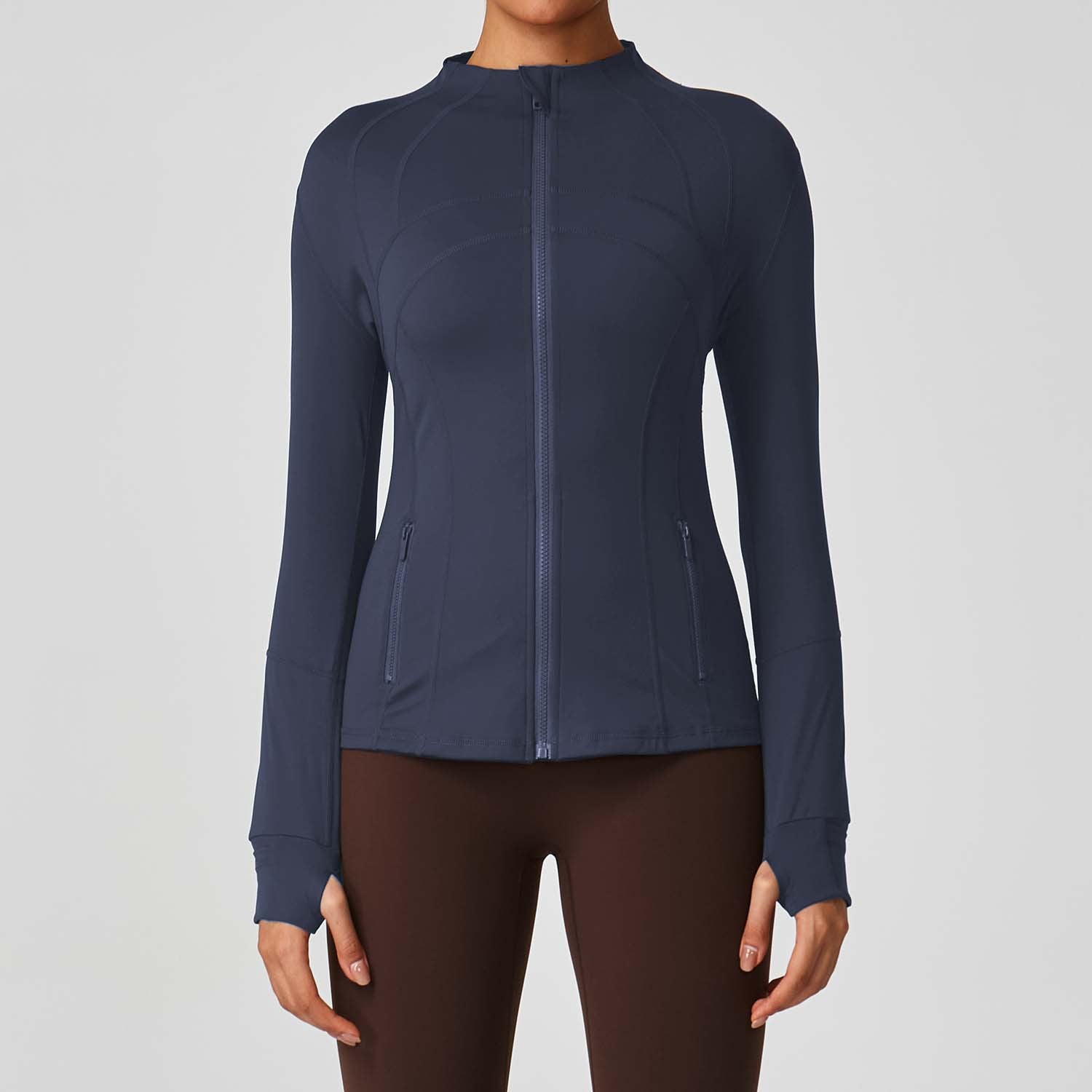 LuluID blazer jacket women's defined outdoor slim stand-up cardigan zip yoga suit top