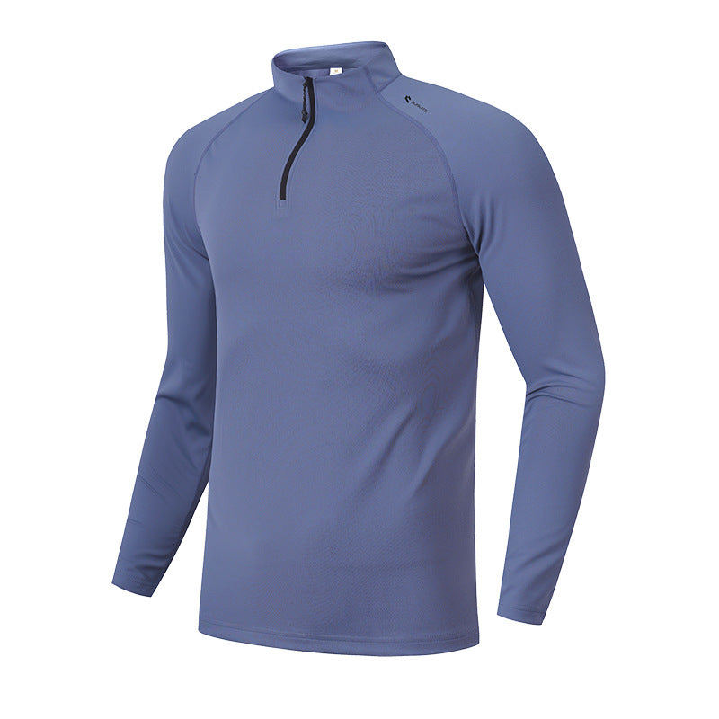 Fitness clothes men's and women's spring outdoor autumn and winter quick-drying clothes running training clothes stand-up collar zipper long-sleeved sports top