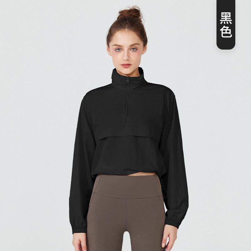 Windproof jacket Thin casual sunscreen yoga clothes blouse top Long sleeve spring and summer loose sports jacket Women