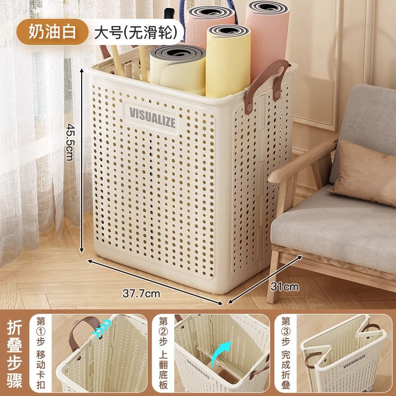 Yoga mat storage basket with wheels Home sports tools Organizing artifact Badminton storage Fitness equipment rack