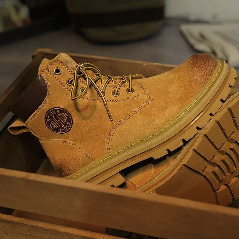 Couple Martin Boots Rhubarb Boots Winter Fleece Retro Medium Help Tooling Boots Thick-soled Mountaineering Boots