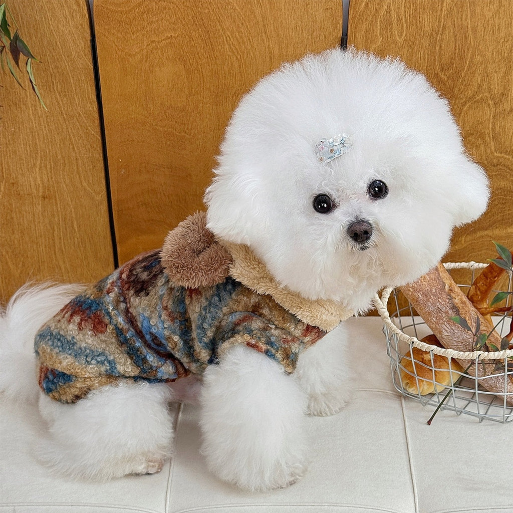 Autumn and winter new hooded bear head cat dog clothes thickened warm autumn and winter pets small and medium puppies cat winter