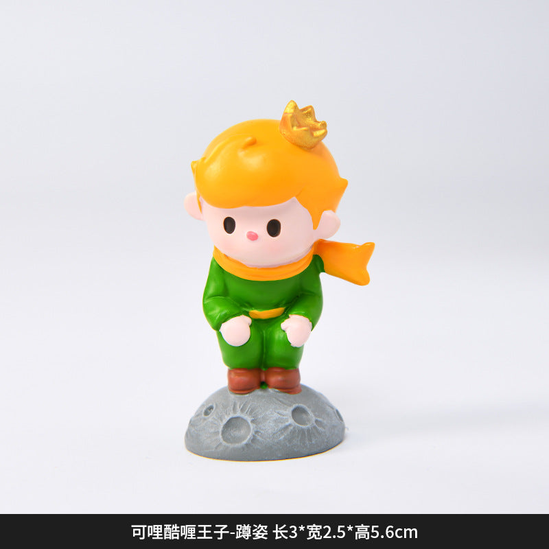 Creative and cute handmade ornaments Car desktop Home decoration Resin handicrafts Prince take flower small ornaments