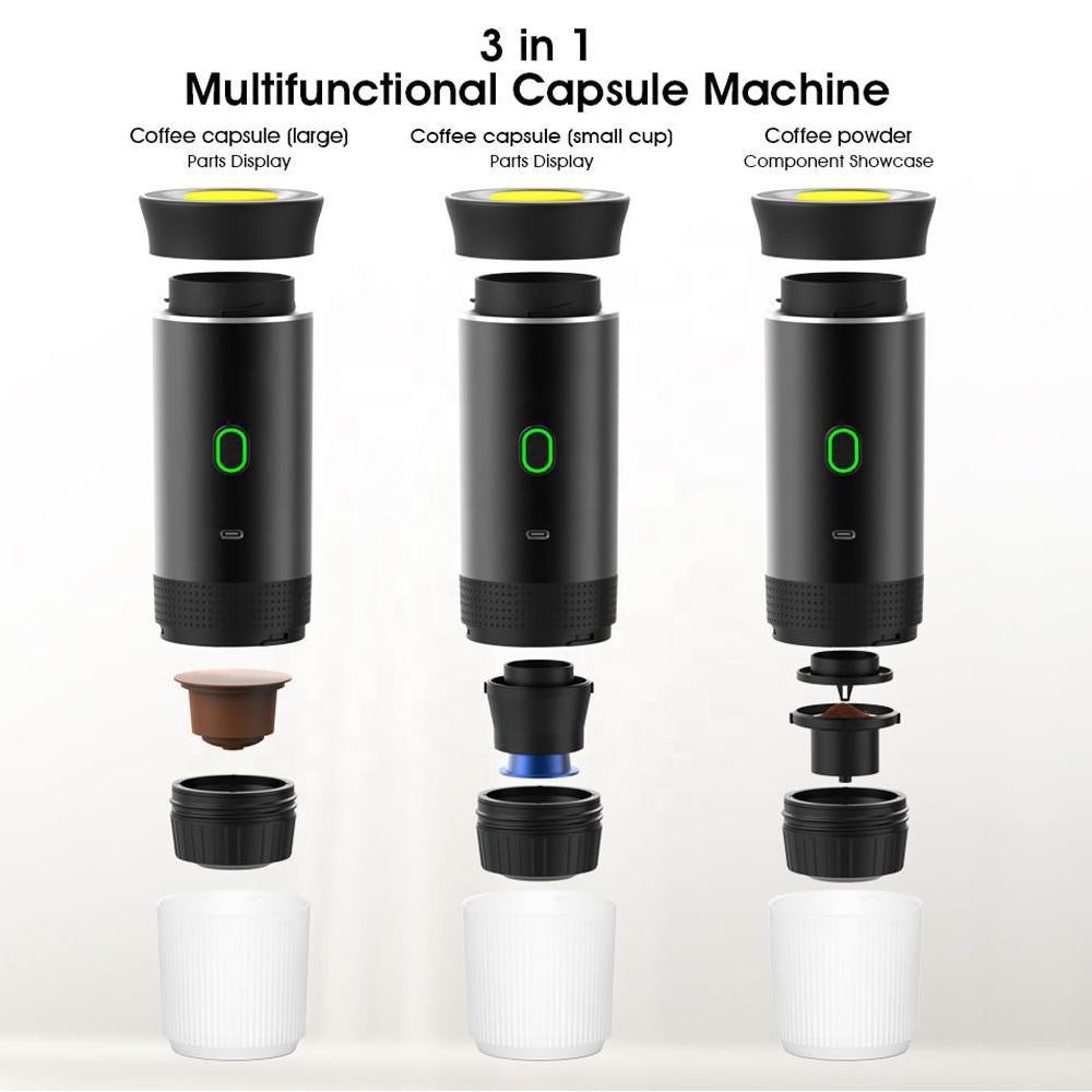 3-In-1 Coffee Machine Espresso Small Electric Heated Capsule Coffee Machine Wireless Pumped Portable