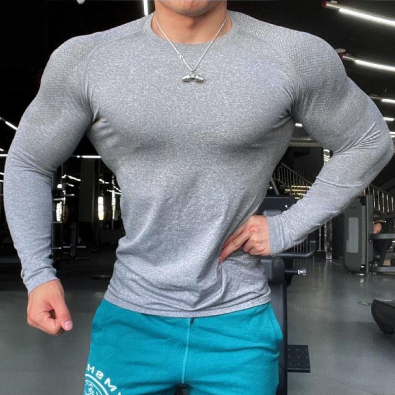 American seamless jacquard zipper long sleeve training fitness outdoor strong top sports quick drying slim fit T-shirt slim fit