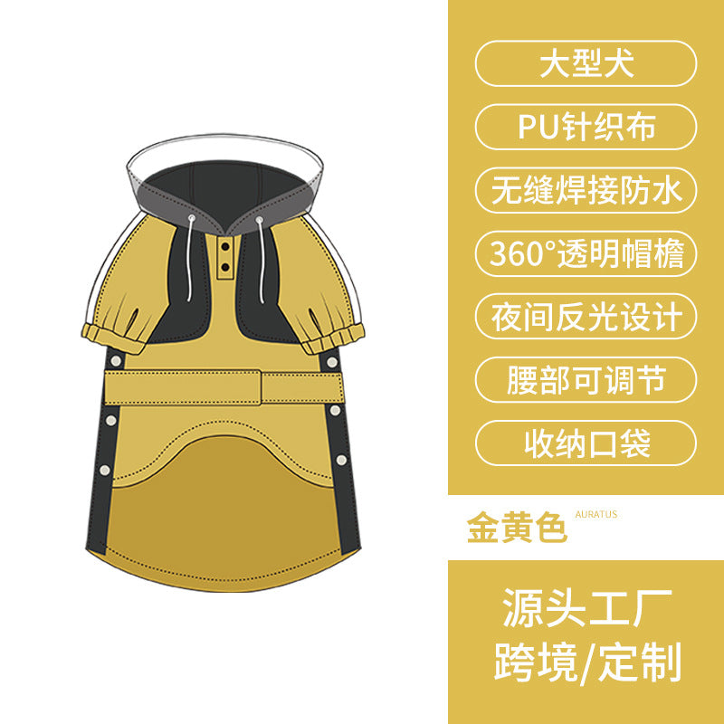 Dog raincoat Samoyed edge animal husbandry golden hair raincoat can be towed reflective pet waterproof rainy day out clothes cross-border