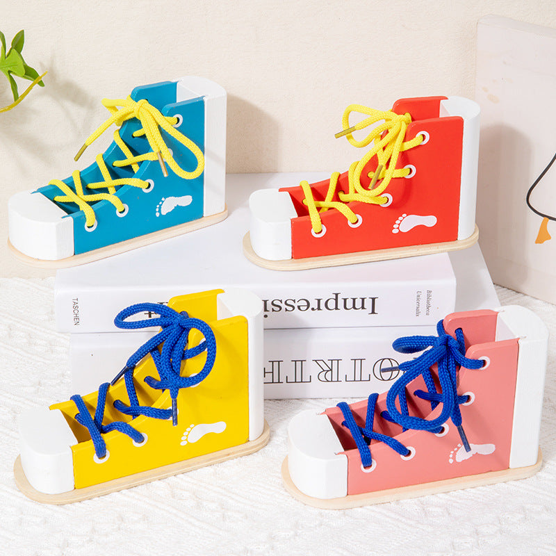 Montessori shoelaces teaching aids, learning to tie and practice wearing shoelaces, baby children's large kindergarten area early education toys