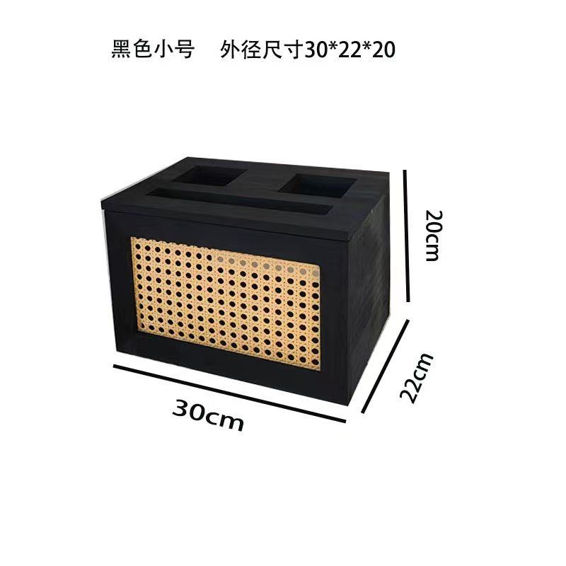 Solid wood rattan retro home practical router set-top box socket rack cover dust storage box