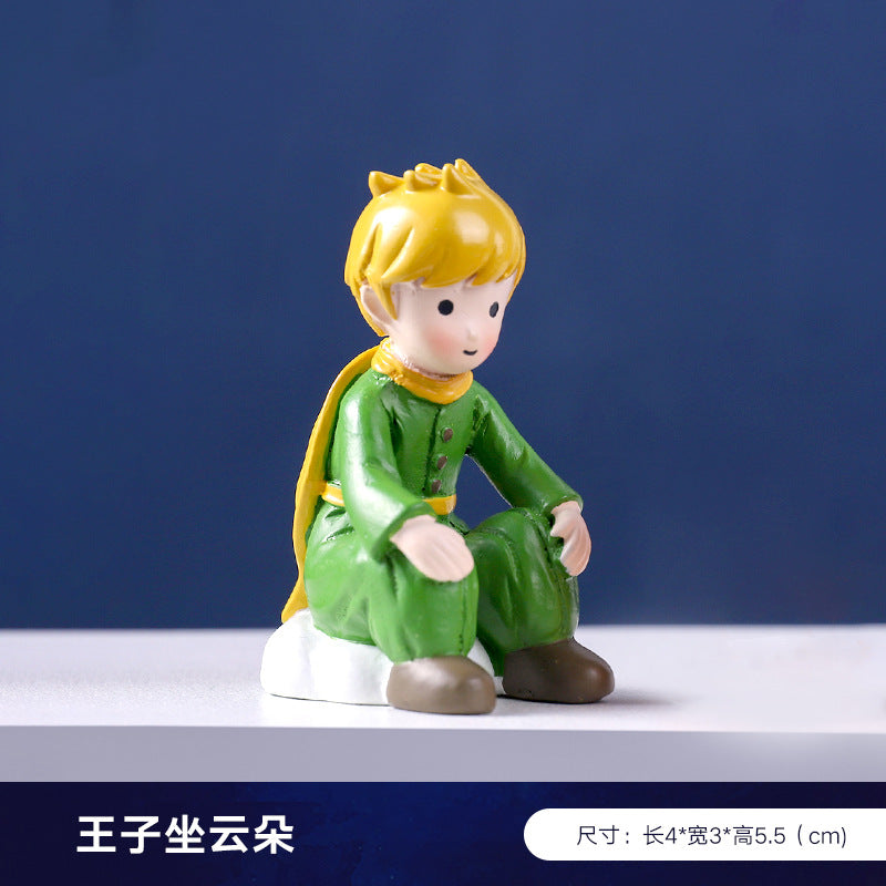 Creative and cute handmade ornaments Car desktop Home decoration Resin handicrafts Prince take flower small ornaments