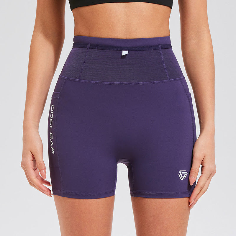 Men's and women's same full-circumference pocket drawstring compression five-point pants sports fitness pants outdoor running marathon three-point pants