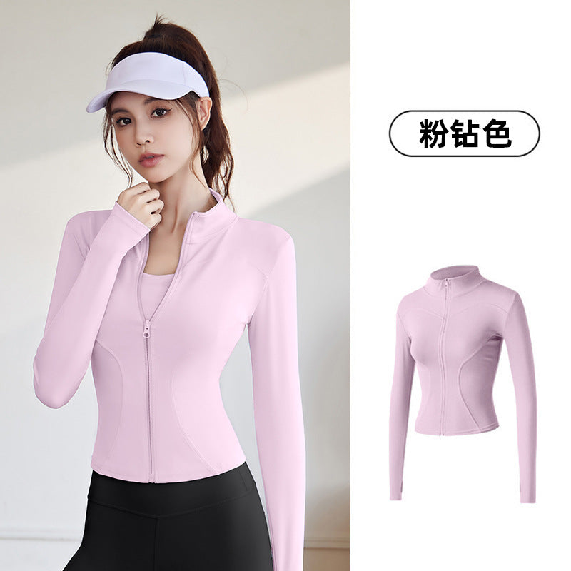 Juyitang Spring and Autumn Sports Jacket Women's Long Sleeve Tights Running Fitness Yoga Clothing Top Jacket