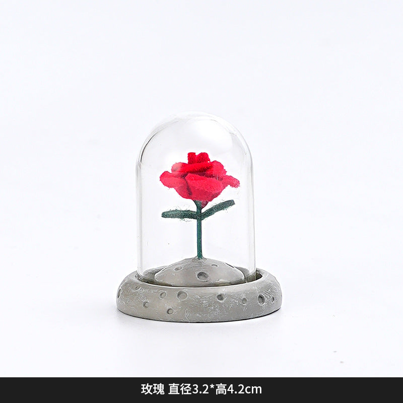 Creative and cute handmade ornaments Car desktop Home decoration Resin handicrafts Prince take flower small ornaments