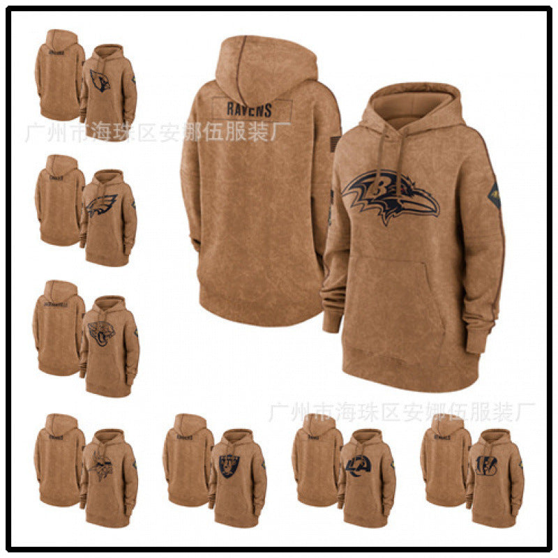 2023 new rugby women's hoodie jersey army green tribute sweater hot-pressed velvet rugby jersey