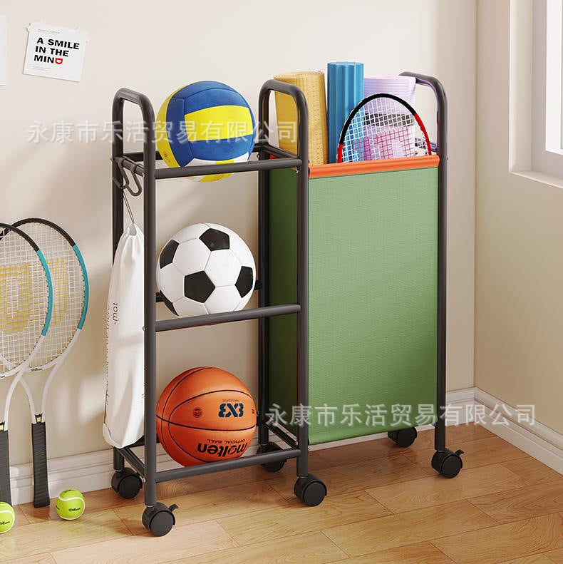 Ball storage basket household trolley badminton yoga mat crack storage rack fitness sports equipment rack