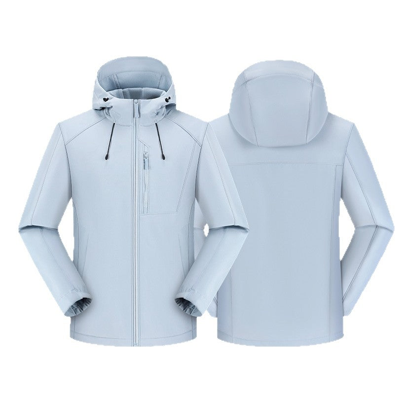 Outdoor soft shell jacket waterproof and windproof logo group enterprise overalls hooded sports jacket tooling